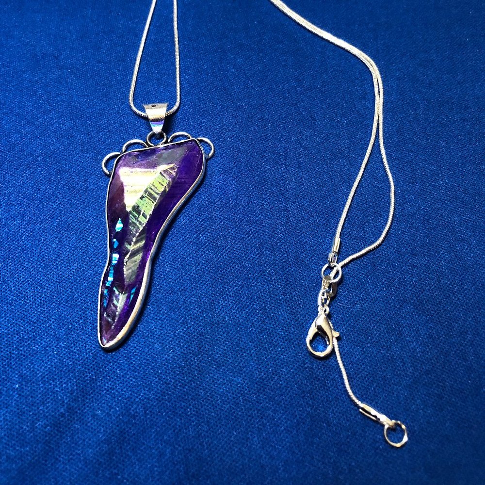 Handmade Titanium Druzy 925 Stamped Sterling Silver Necklace.